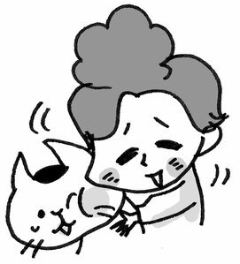 女の子ネコほっぺすりすり