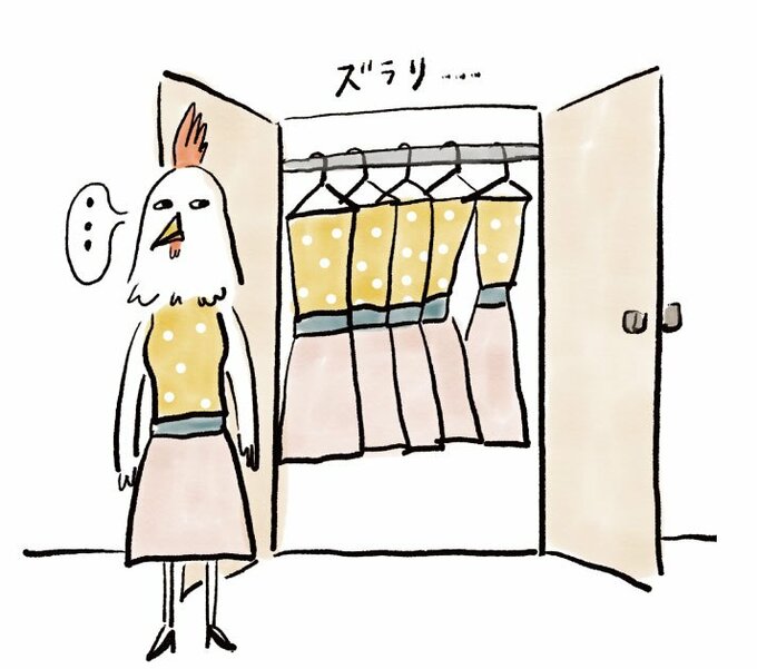 イラスト鶏とクローゼット