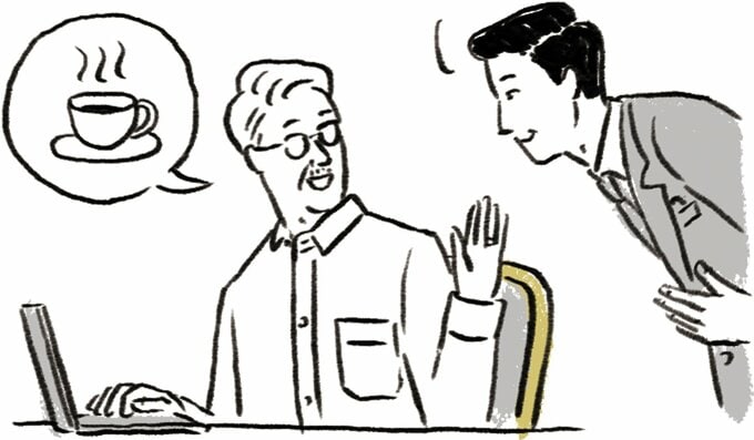 飲み物を頼む男性のイラスト