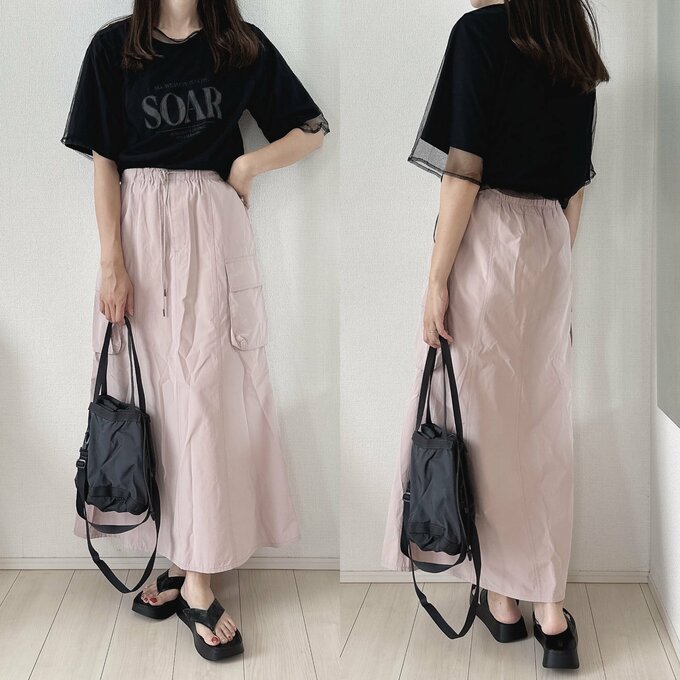 ブラックのチュールTシャツ