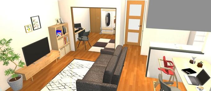 コーディネート後のLDKと洋室