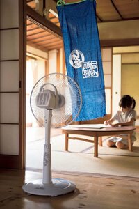 濡らした手ぬぐいに扇風機で風を当てる