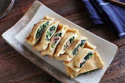 油揚げを洋風に。中からとろっとチーズとベーコンが…