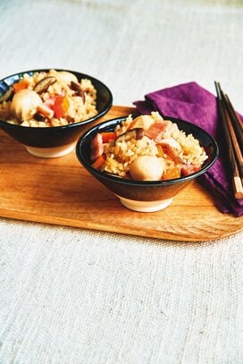 具だくさん炊き込みご飯レシピ。冷凍サトイモをそのまま使って簡単おいしい