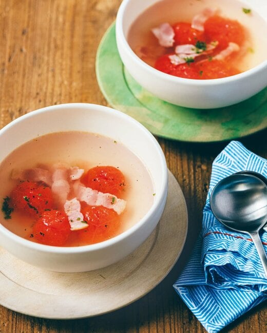 冷凍ミニトマトのうま味たっぷりスープ