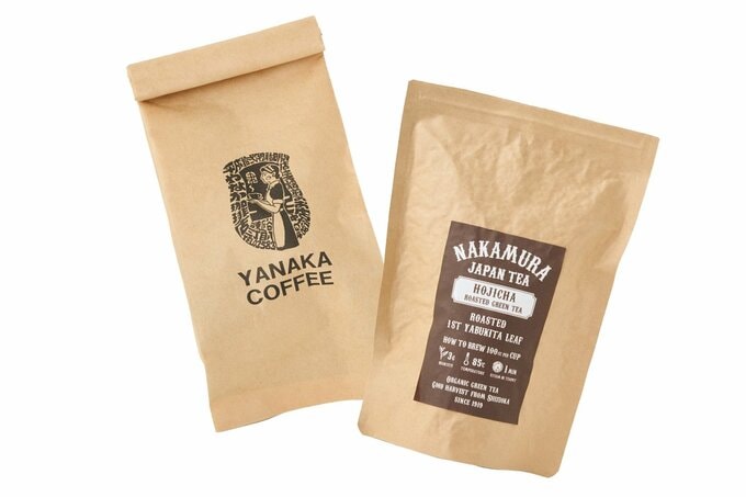 やなか珈琲店のコーヒー豆とNAKAMURA TEA LIFE STOREのほうじ茶