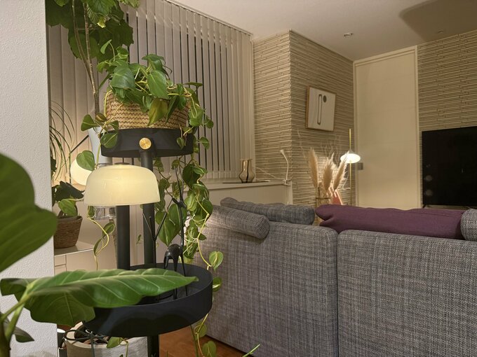 リビングの隅に置かれたライト