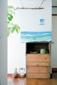 涼しげな柄の手ぬぐいと発泡スチロールでファブリックパネル