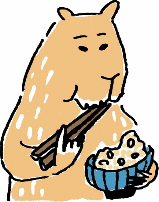 ご飯を食べるカピバラのイラスト