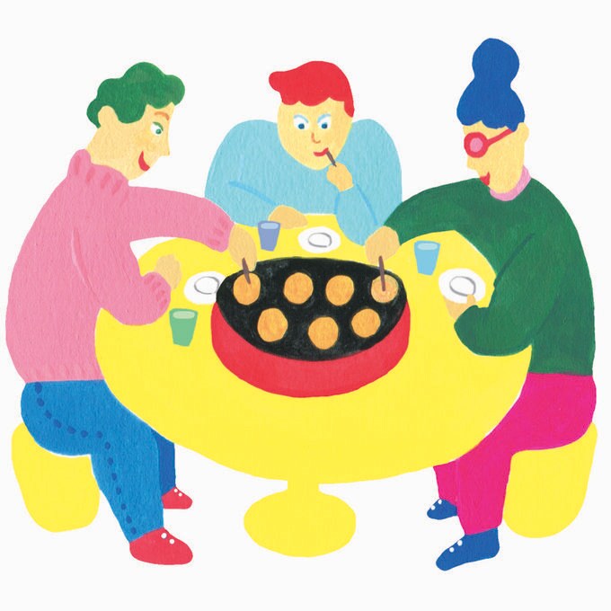 タコ焼きパーティをするイラスト