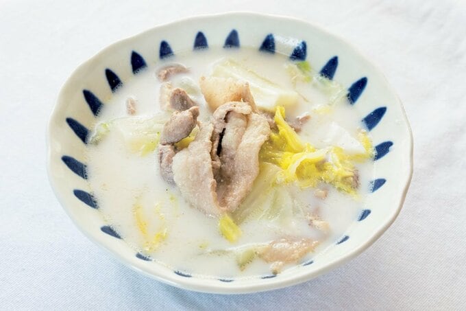 白菜と豚こまのクリームスープ