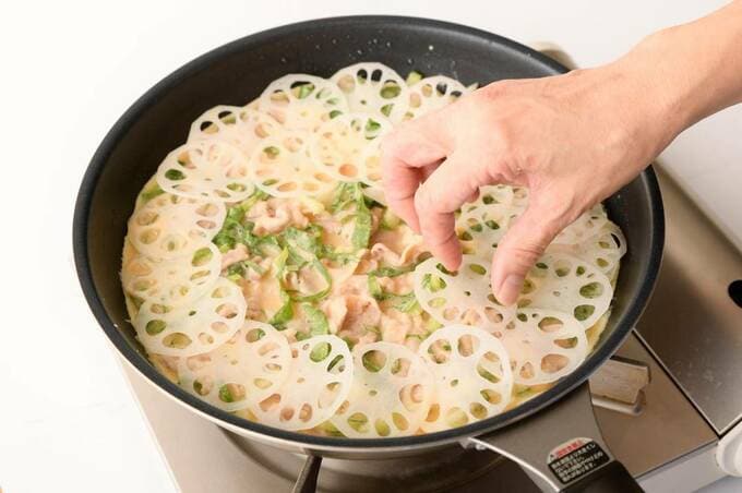 豚バラとレンコンのボリュームチヂミ