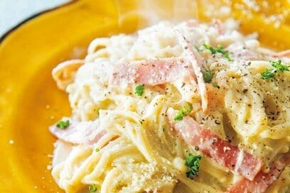 「太りにくい」絶品カルボナーラのレシピ。エノキたっぷりで食べごたえ満点
