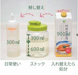 移し替えてストック管理