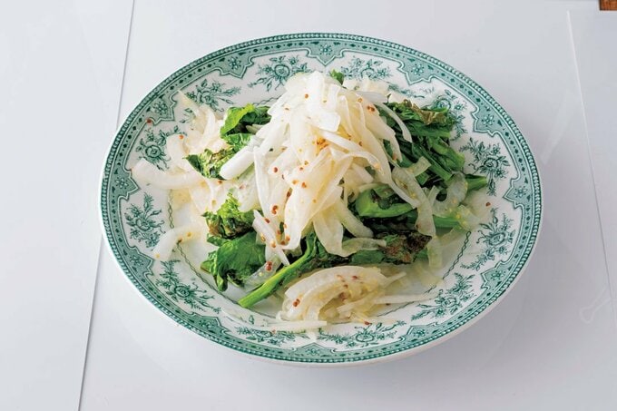 焼き菜の花の新タマネギマリネ