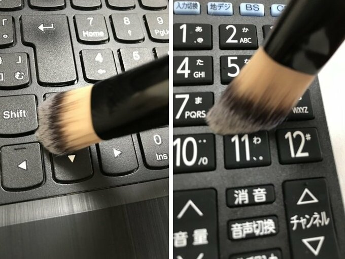 リモコンのボタンやパソコンのキーボードの間にたまったホコリを払うのに便利です