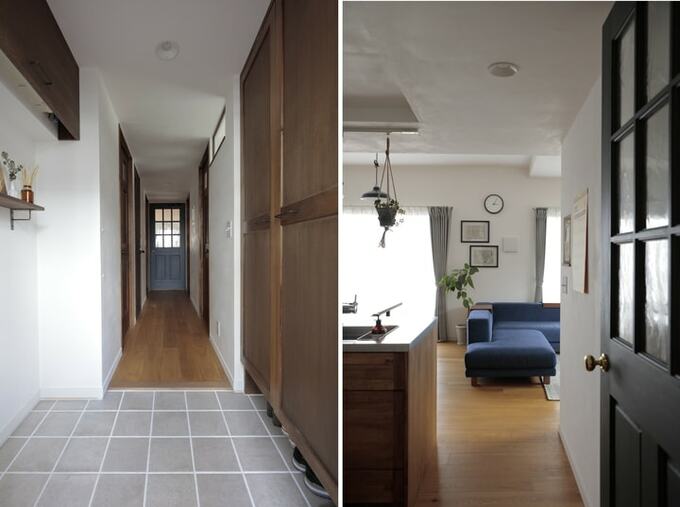 廊下の両側には個室