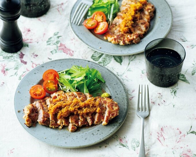 豚こまステーキ ニンニクおろしソース