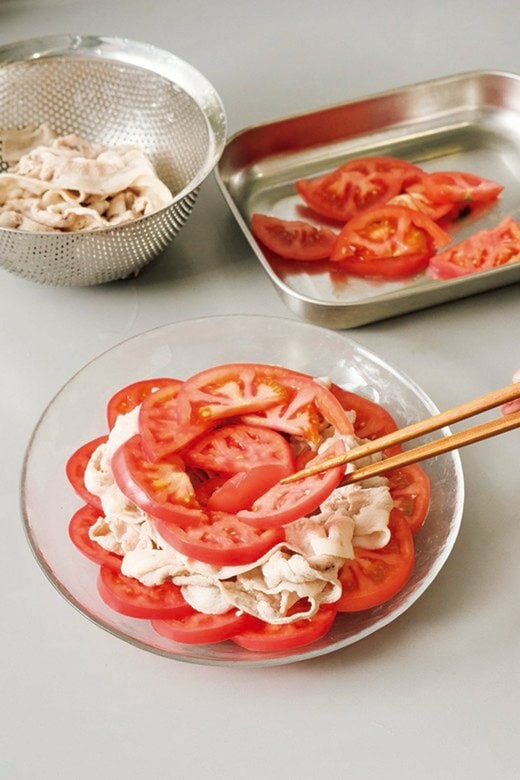 たっぷりトマト豚しゃぶの盛り付け方