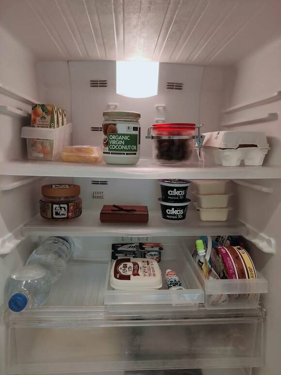 冷蔵庫の中がトレーで仕切られている