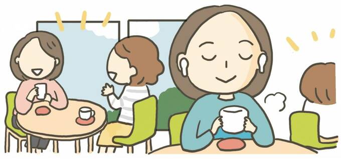 コーヒーをのむ女性のイラスト