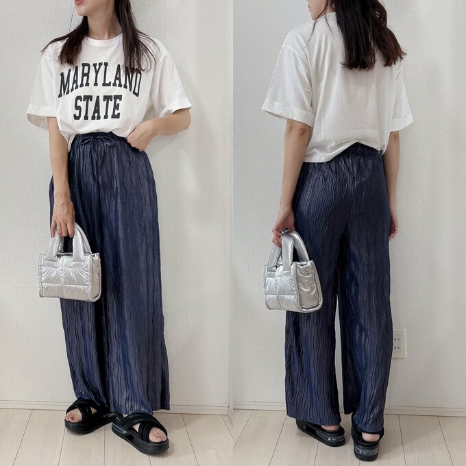 ロールアッププリントTシャツの着用例