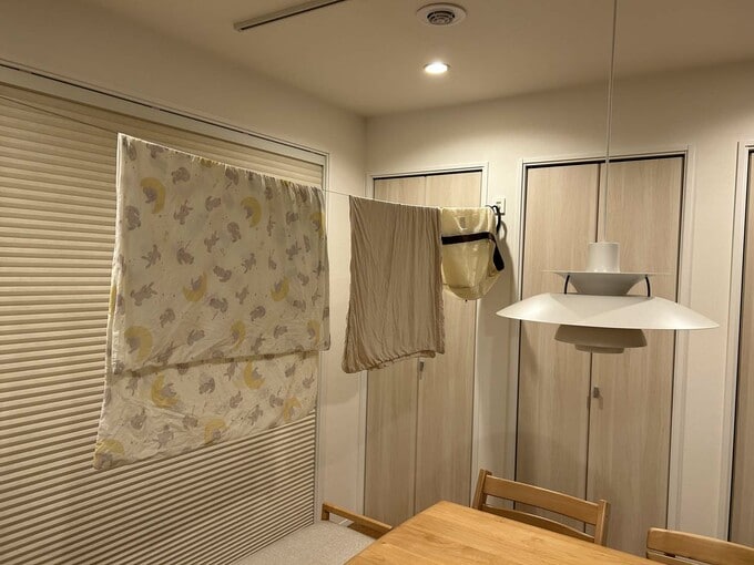 ダイニングの物干しスペース