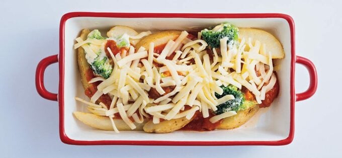 ポテトの上にチーズ