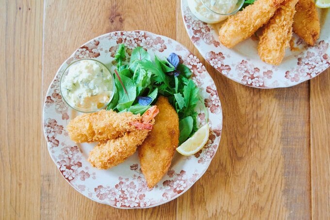 コープエビフライ、白身魚フライ