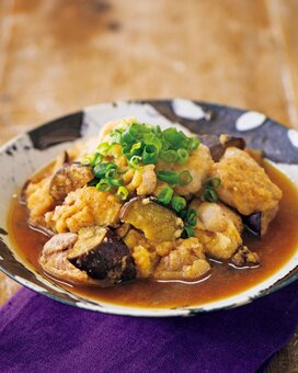 だしがじゅわっと「鶏肉とナスのおろし煮」。お酢が効いてさっぱり
