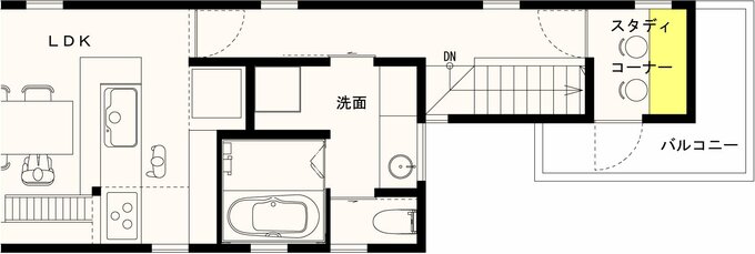 LDKの北側につくった集中部屋