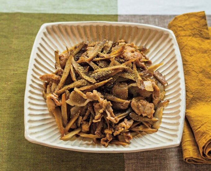 ささがきゴボウと豚肉の甘辛炒め煮