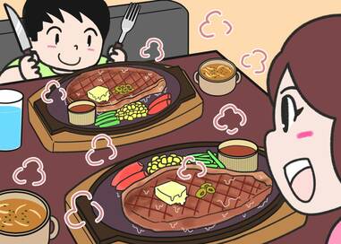 元気の源ステーキを食べよう…なにかが違う？5つ見つけたらエラい間違い探し