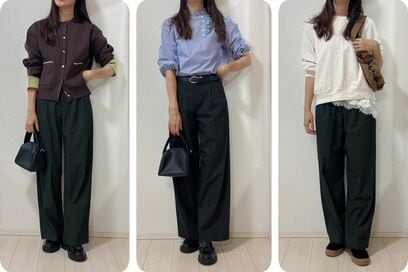 ユニクロ「スマートワイドストレートパンツ」を40代がサイズ違いで2枚買い！高見え＆着まわし力抜群