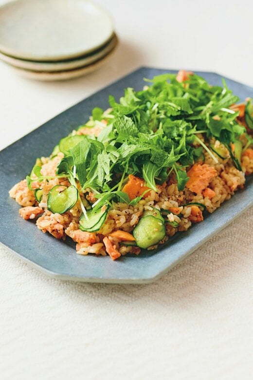 鮭と香味野菜のお寿司風混ぜご飯
