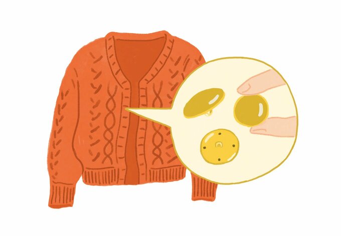 金属のボタンは外して