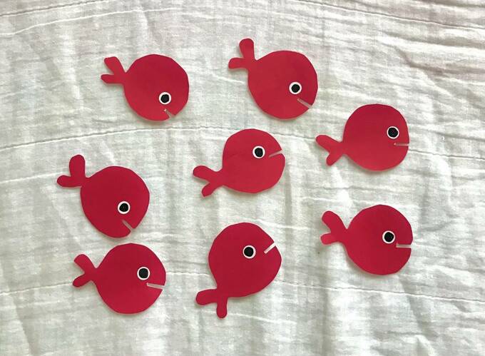 完成したたくさんの金魚