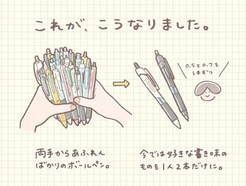 書けないペンは捨てるに限る。文房具を減らしてラクになった話＜おふみの暮らし絵日記・第4回＞