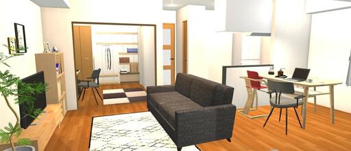 リビングとつながる妻のワークスペース