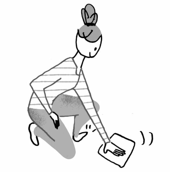 床のふき掃除のイラスト