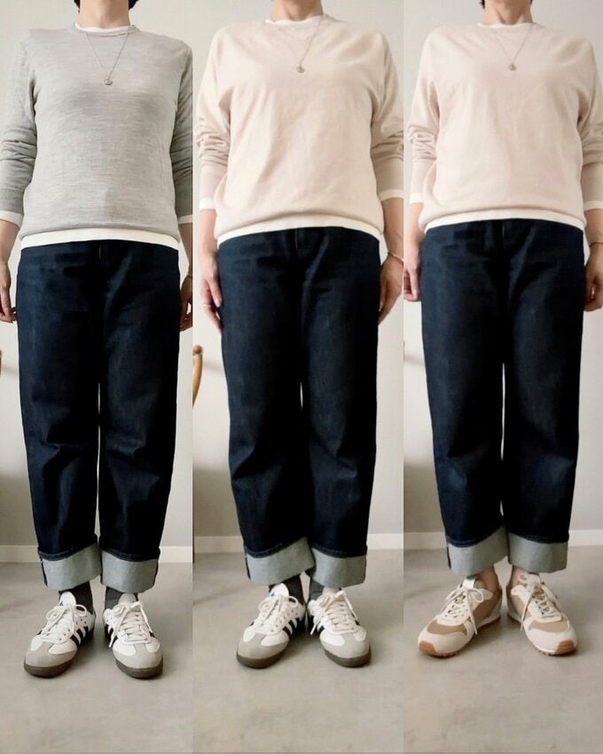 トップスの素材だけで変わる