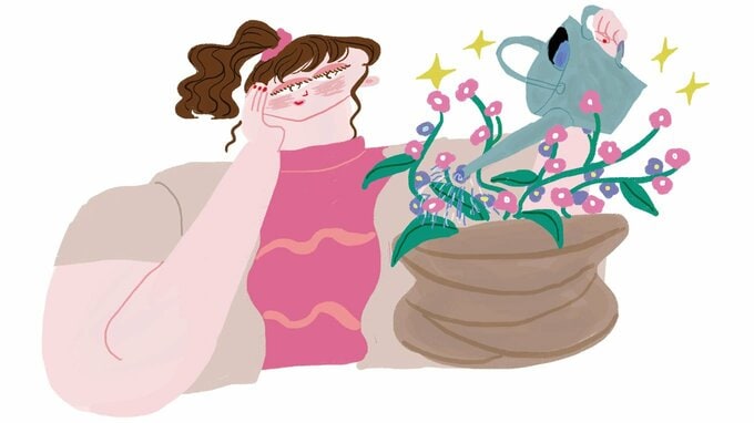 植物を育てる女性