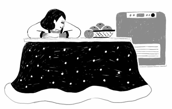 コタツでミカンイラスト