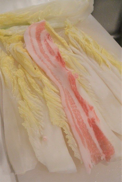 干し白菜の豚肉巻き