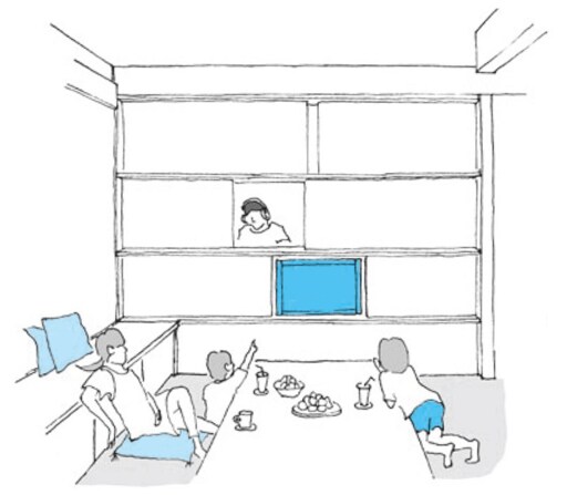 室内を2つに仕切ったテレビ収納