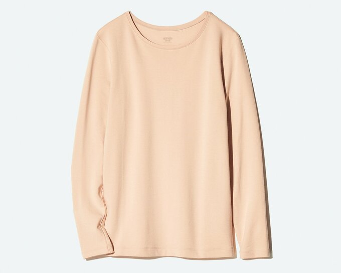 ユニクロ 極暖ヒートテックコットンクルーネックT PINK
