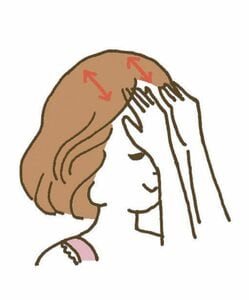 生え際から頭頂部に向かってマッサージ