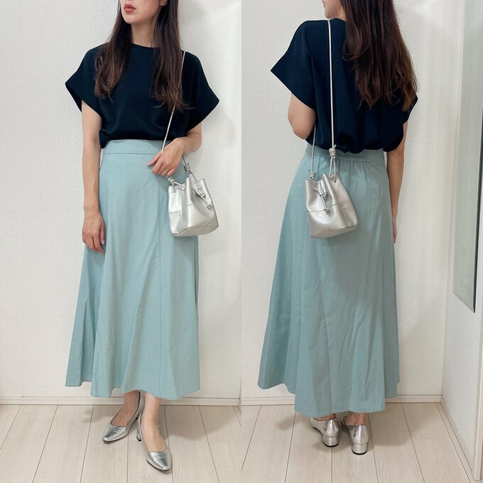 GU　ブラウス　ロングスカートコーデ