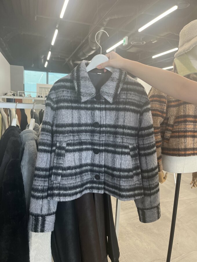 シャギーチェックブルゾン