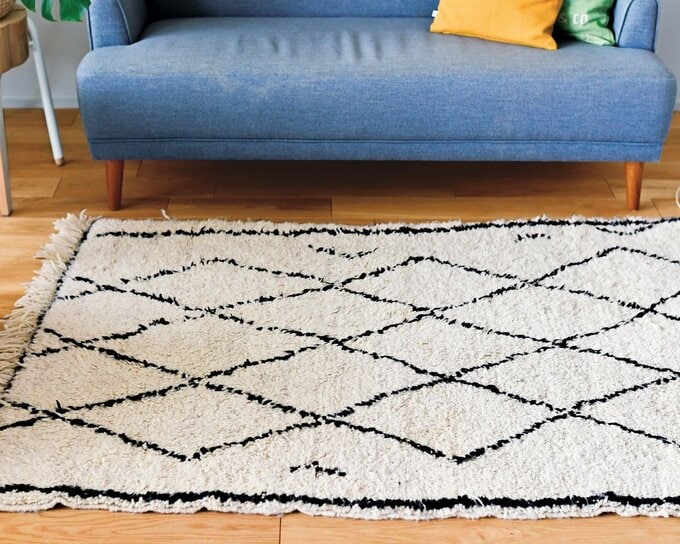 ソファの前にラグが敷かれている